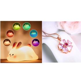 Cute LED Night Light Touch Sensor Cartoon Kid's Nightlights Big Face Rabbit Silicone Night Light Christmas Gift Bedside Lamp Home Decor (Option: Set1)