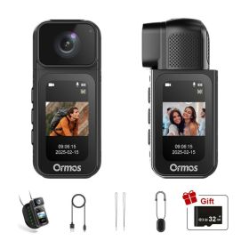Ormos Mini Action Camera With 180 Degree Rotating Lens - 2.7K Ultra HD Thumb-Sized Camera, Magnetic Mount, WiFi APP Control, Portable Wearable Ca (Option: A1)