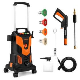 Orange Black 2300 PSI Electric Pressure Washer With 4 Quick-Connect Nozzles & Soap Bottle, 1900W High-Power Cleaner For Driveway Patio (Option: Defaulttitle)